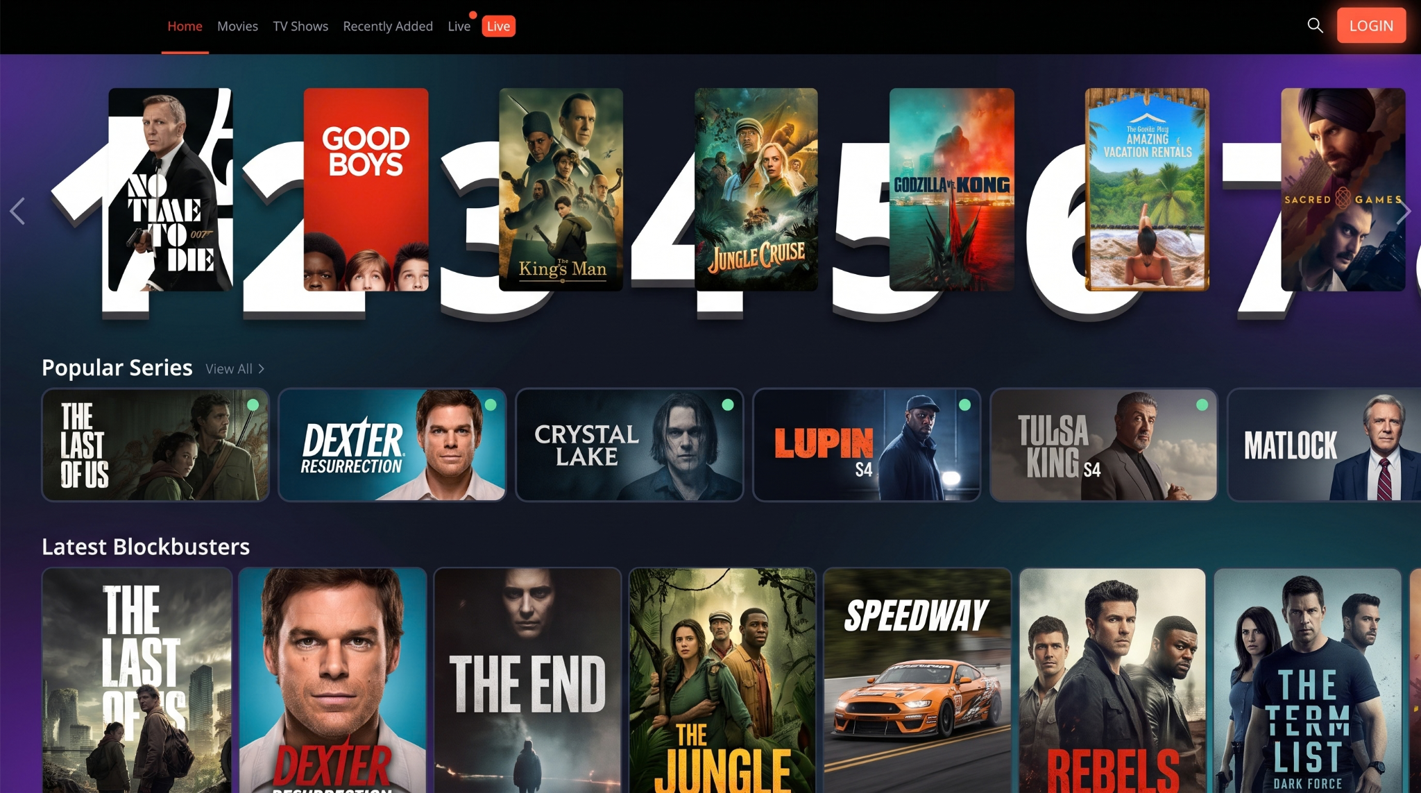 Reflexsat IPTV IPTV on-demand library with trending movies and series on a Smart TV